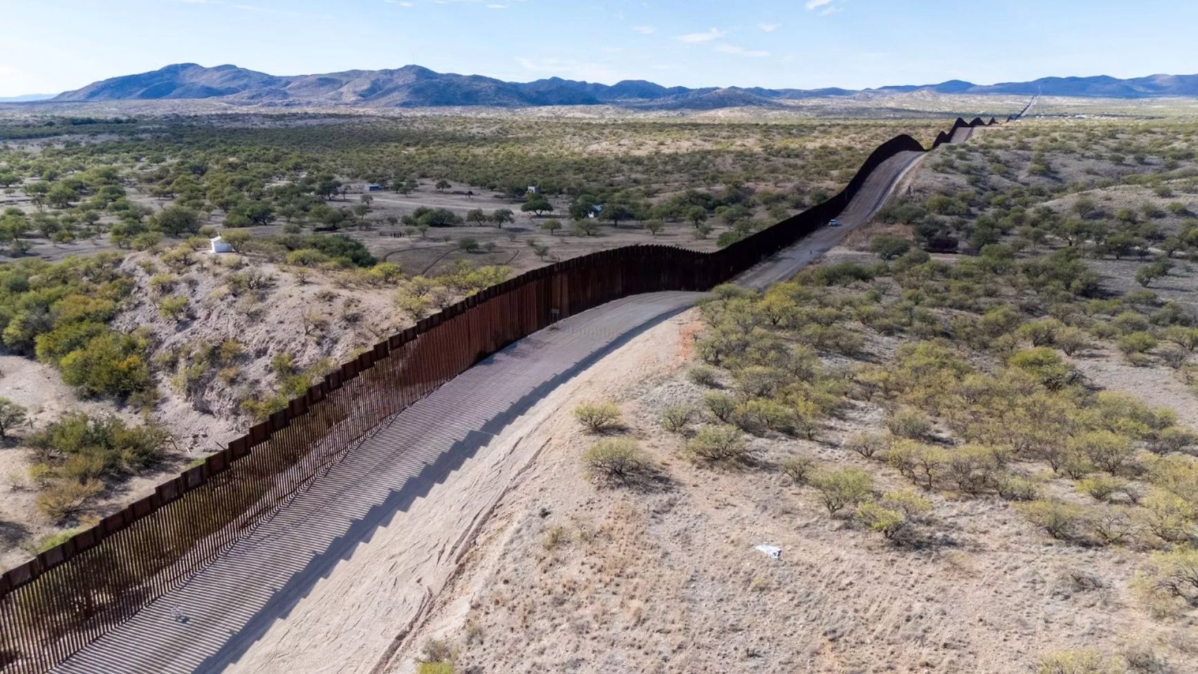 The wall erected by the Trump administration on the U.S.-Mexico border