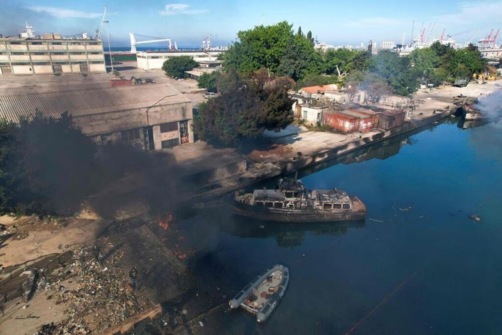 The port of Latakia after Israeli strikes on the night of Dec. 16, 2024.